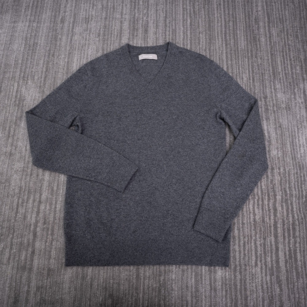Everlane V-Neck Sweater Mens S Gray Excellent 100% Cashmere Long Sleeve Knit